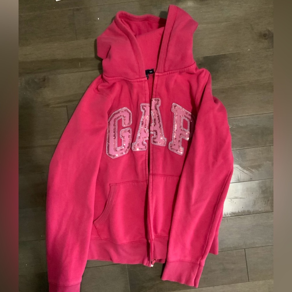 pink zip up gap sweater
